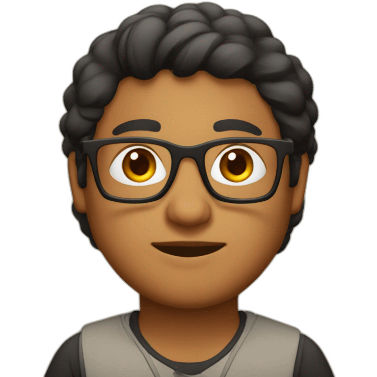 Lightly chubby and nerdy brown Indian guy wearing glasses with black thick square frame emoji