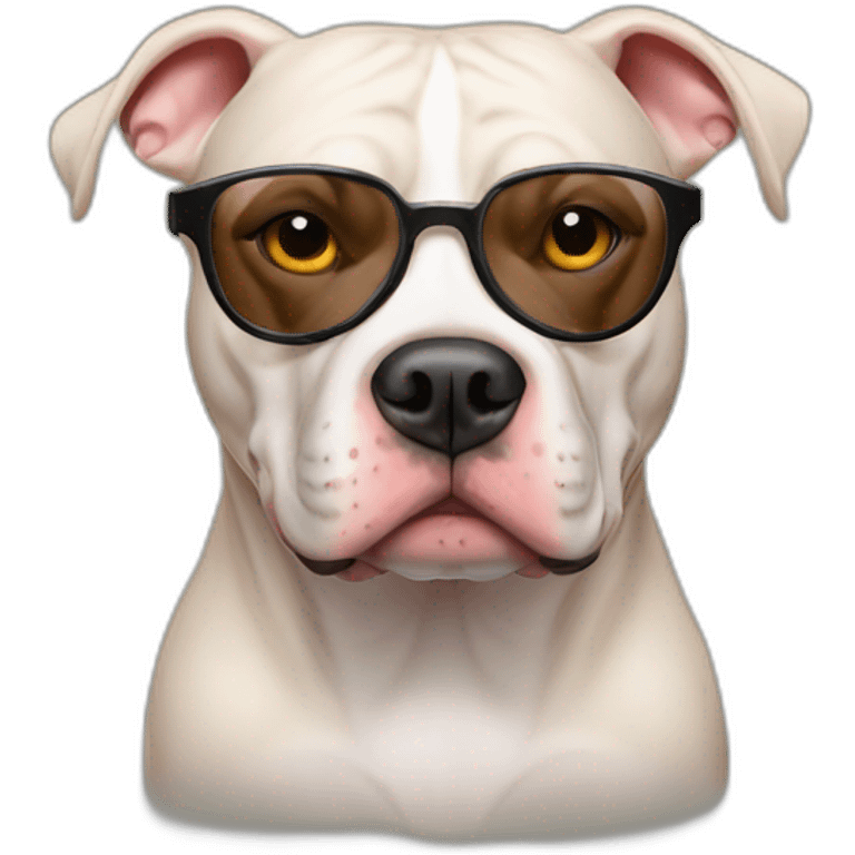 Perro Pitbull barcino con gafas emoji