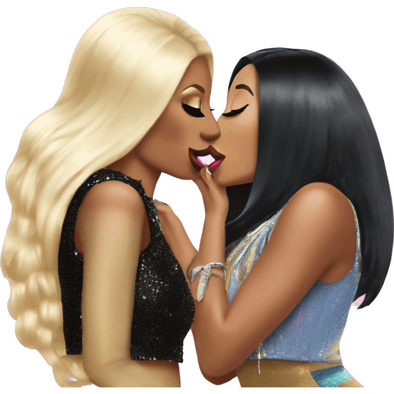 Nicki Minaj kissing Cardi B emoji