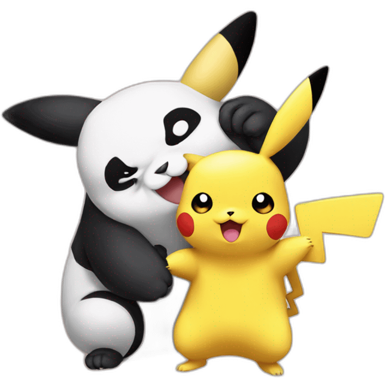 pikachu playing with panda emoji