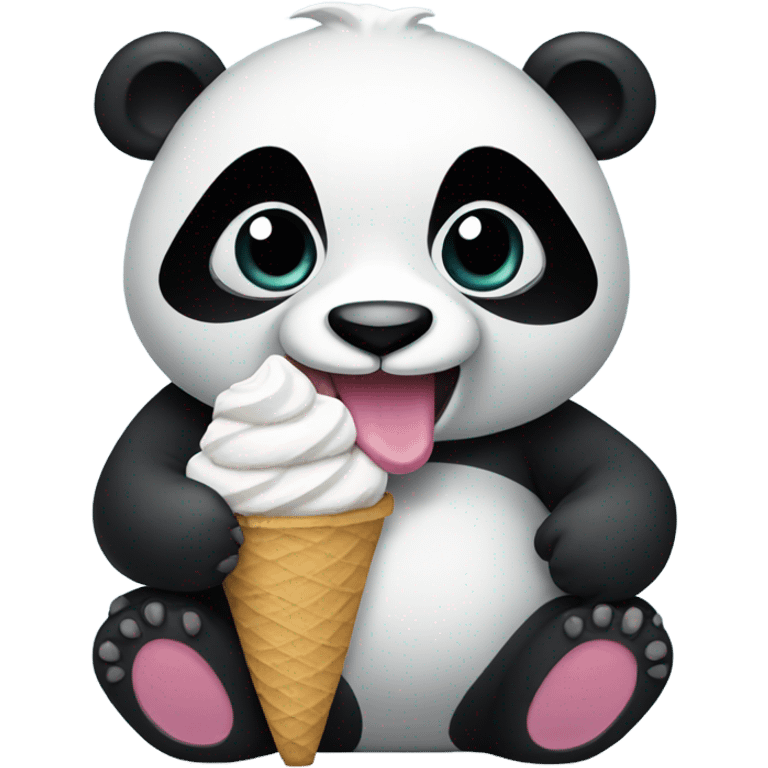 Panda eating ice cream emoji