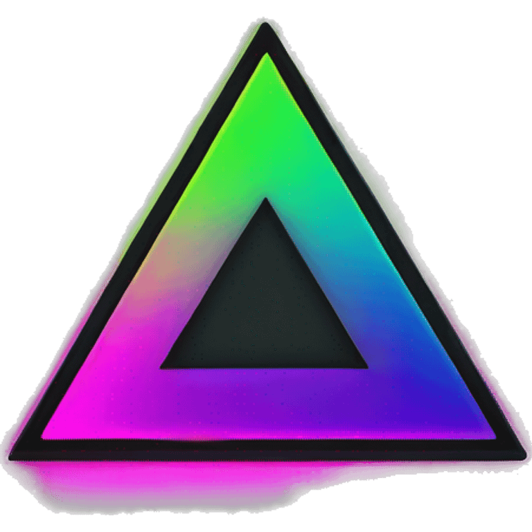 Triangle careful neon color with escalamation inside emoji