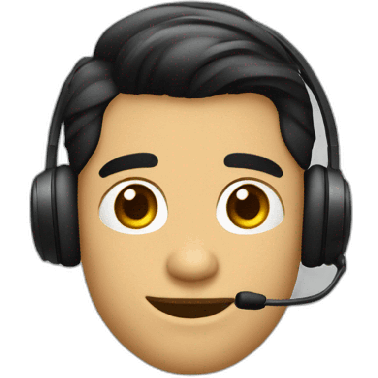 Joven formal con cabello negro, sin barba, con anteojos negros y usando head set de callcenter emoji