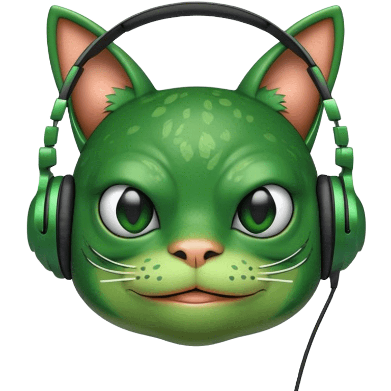 pepe the frog wearing a cat headphone  emoji