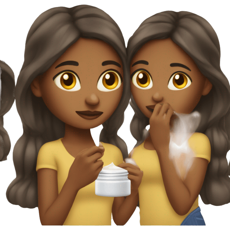 brown girl applying cream on face emoji