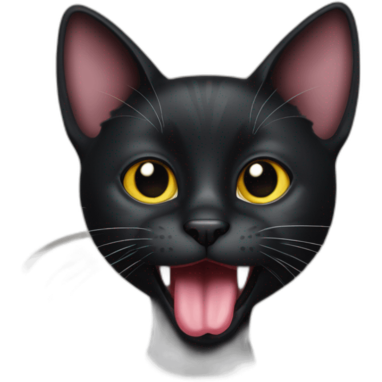 Black cat sticking tongue emoji