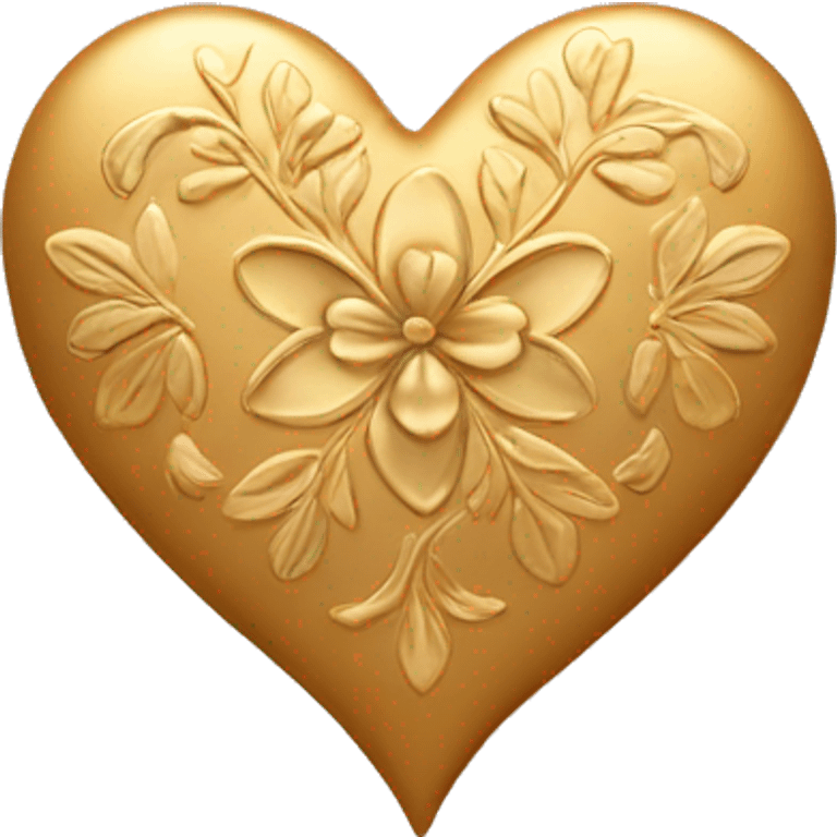 Golden heart with a floral pattern on it  emoji