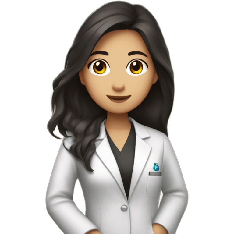 Beautiful Asian brunette long hair scientist with books emoji