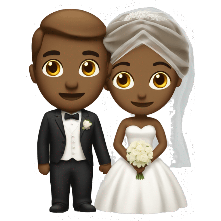 Brown bride white groom emoji