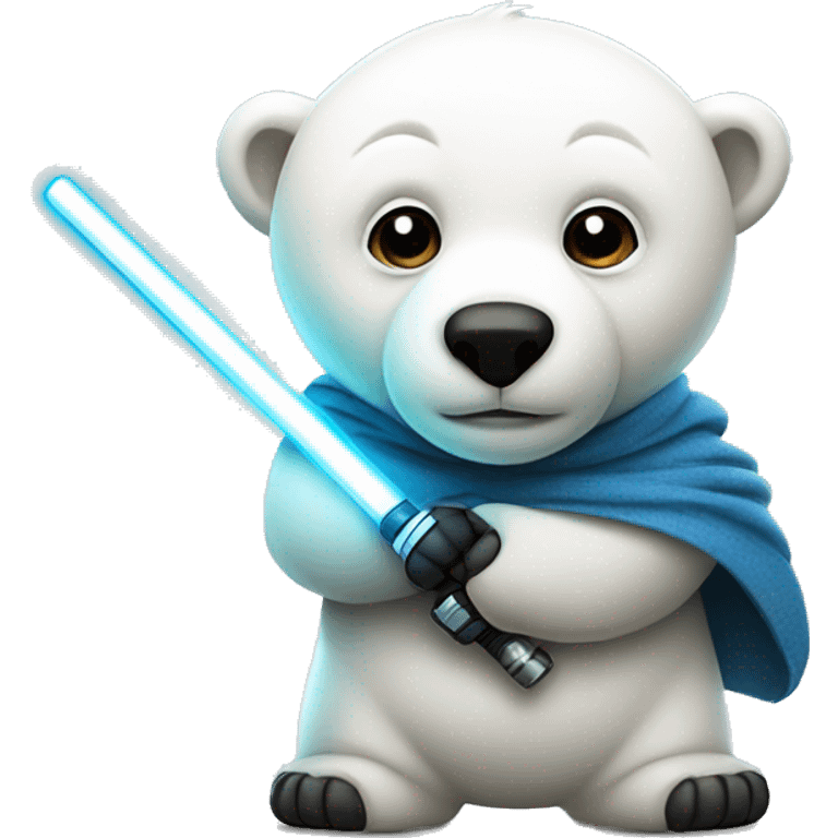 A polar bear jedi with a lightsaber and soccer ball emoji