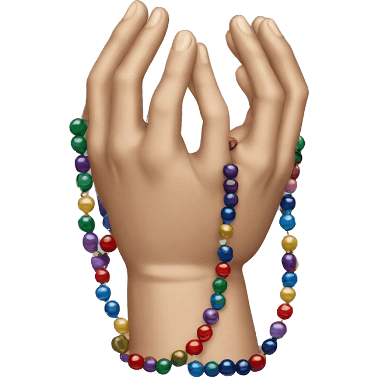 Open Praying hands with beads emoji