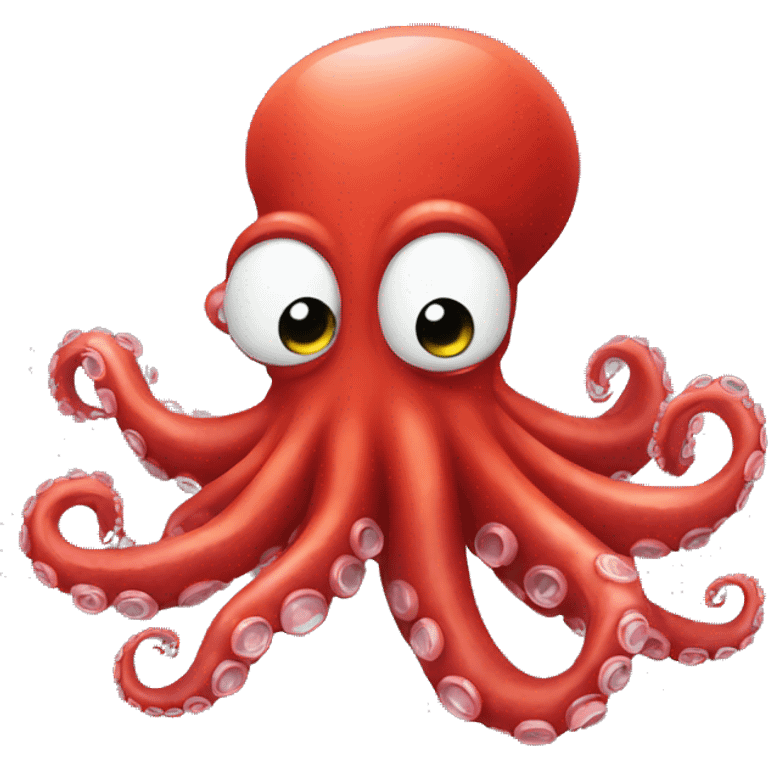 red cartoon octopus showing the left with tentacles emoji