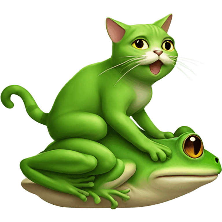 Cat riding a frog emoji