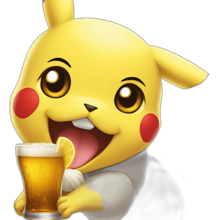 Pikachu drink beer emoji