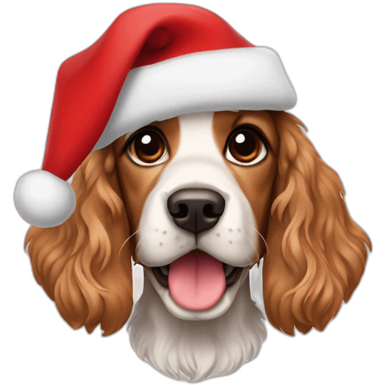 Cocker spaniel with Christmas hat  emoji