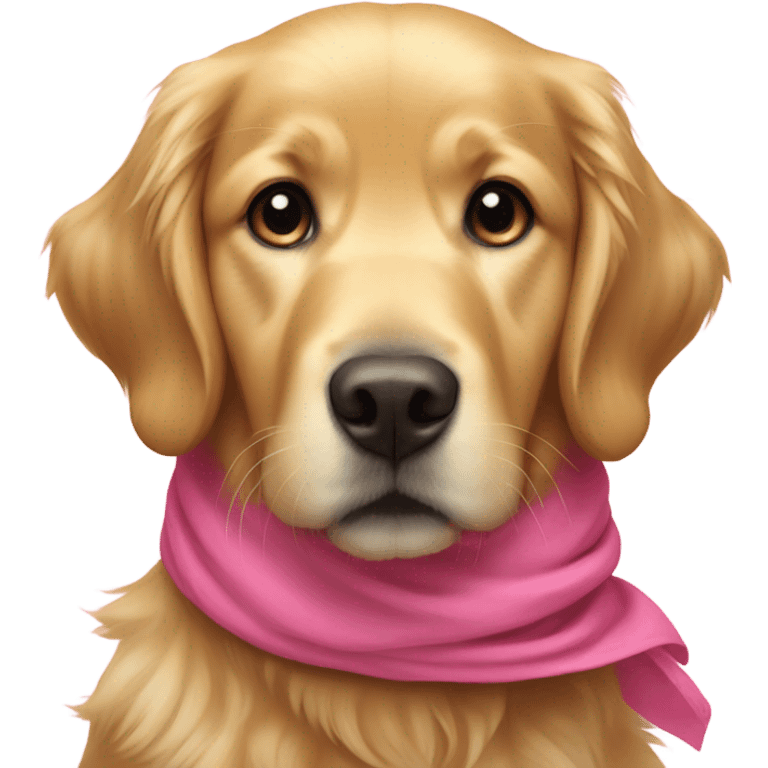 Golden Retriever with a pink neck scarf  emoji