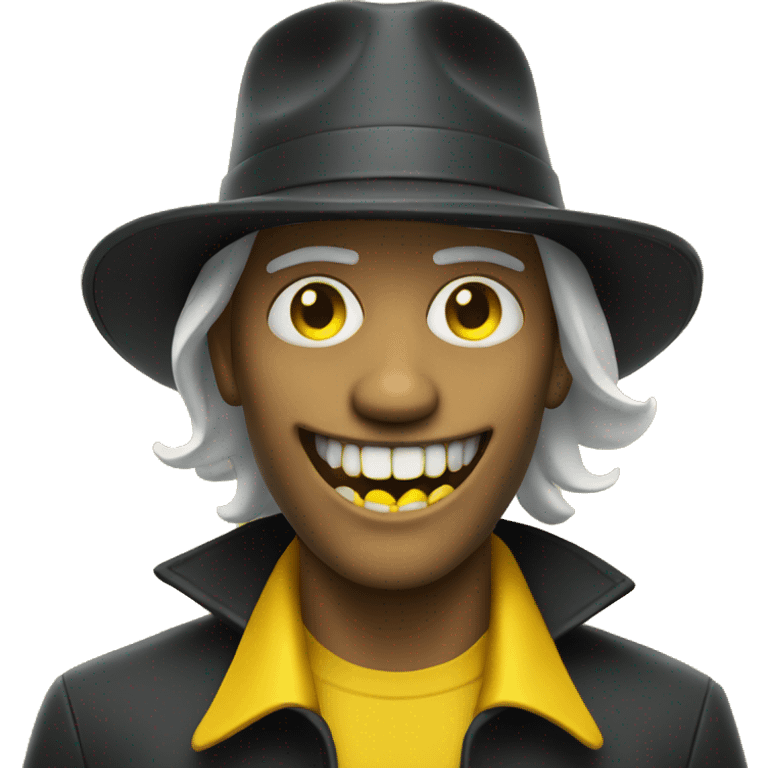 male horror figure in hat with yellow teeth emoji