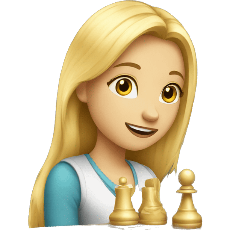 Blond girl learning chess emoji