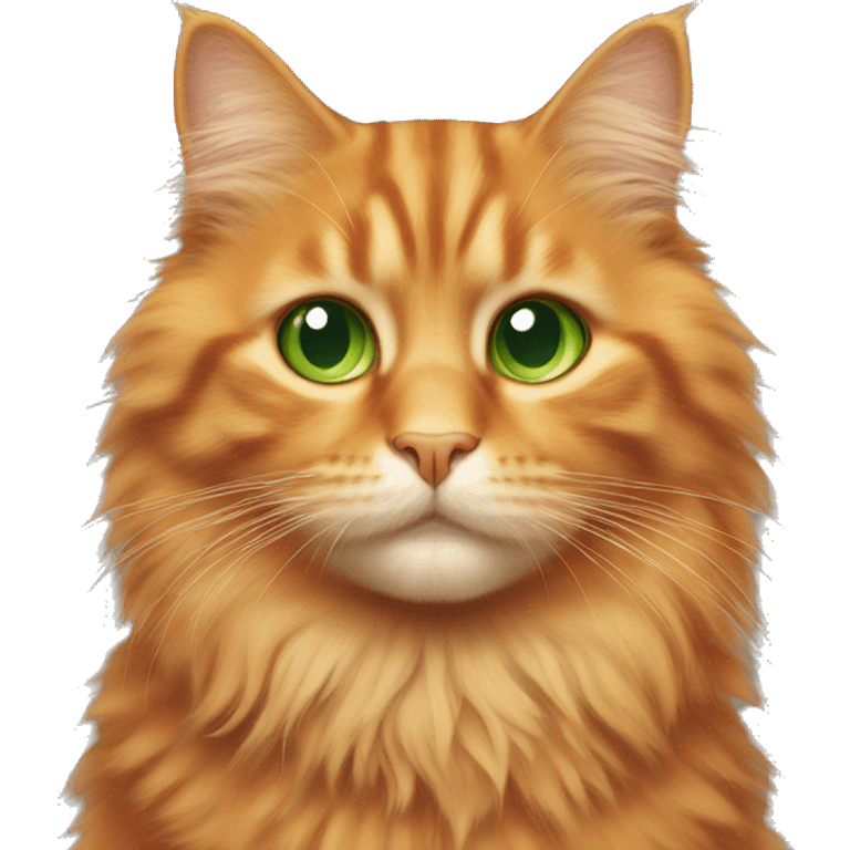 Fluffy orange cat with green eyes emoji