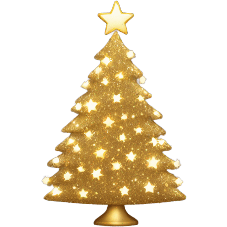 Gold Christmas tree with twinkly lights emoji