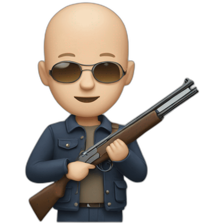 bald man with shotgun emoji