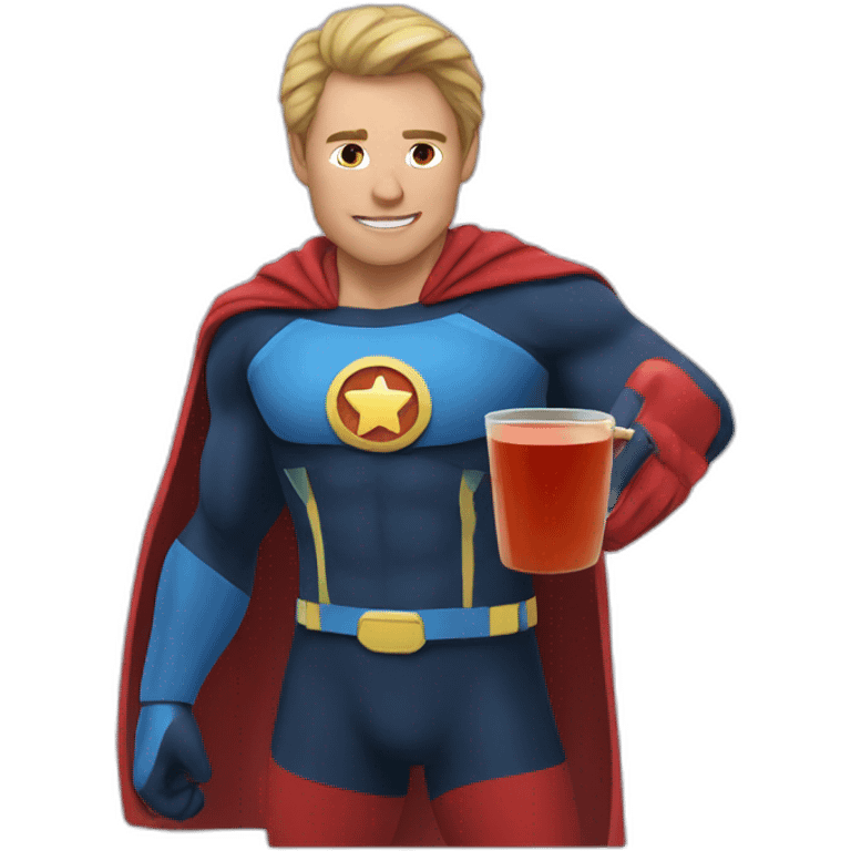 Superhero drinking tea emoji