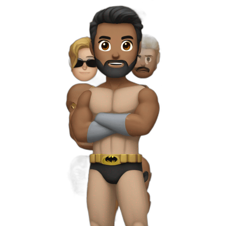 Batman Blue Eyes Brown Beard Muscle emoji