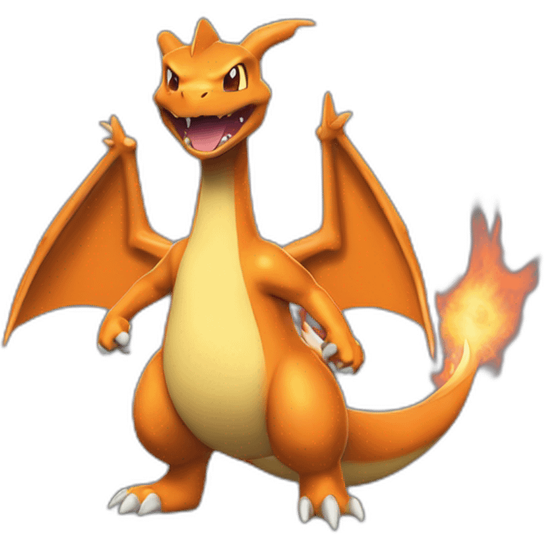 Charizard de face debout sur 2 pates féroce emoji