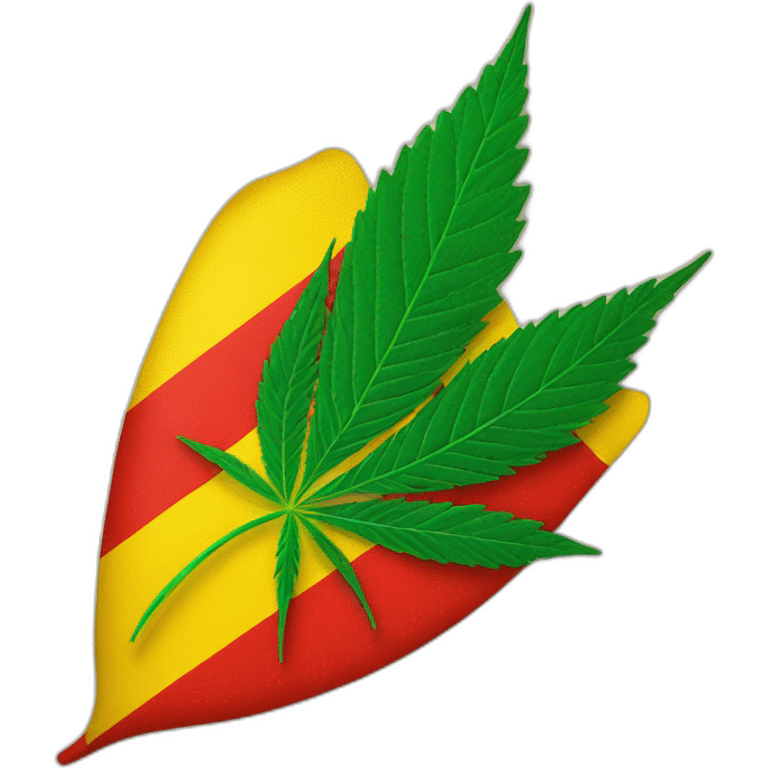 Leaf of cannabis colored as flag of Spain emoji