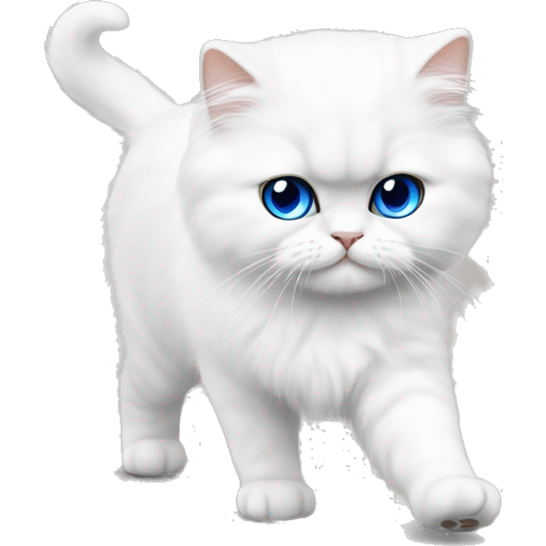 White persian cat whit blue eyes kitten walking  emoji