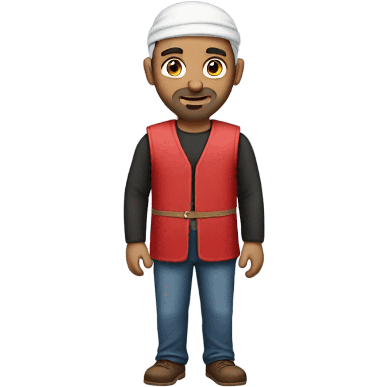 an arabic man wearing a vest with red on it emoji