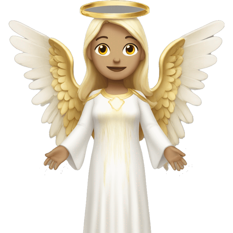 White angel with gold dress and halo emoji