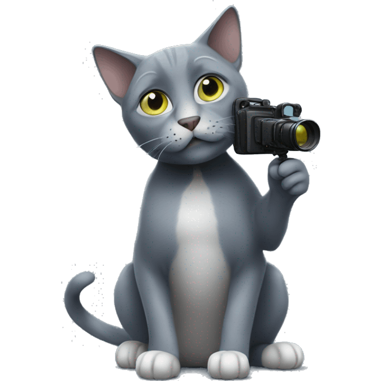 Russian blue cat filming a movie  emoji