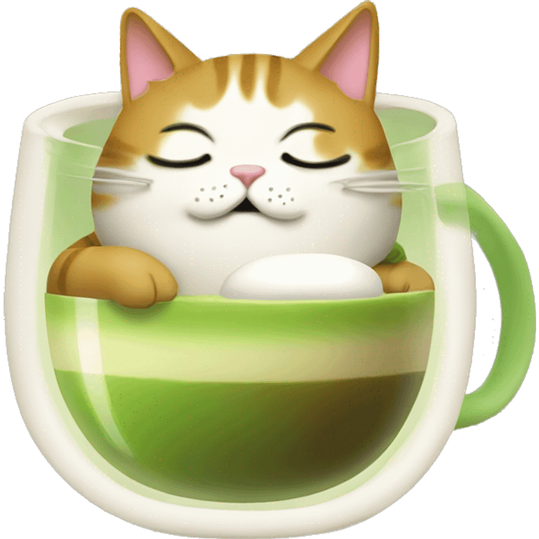 Fat cat drinking matcha latte  emoji