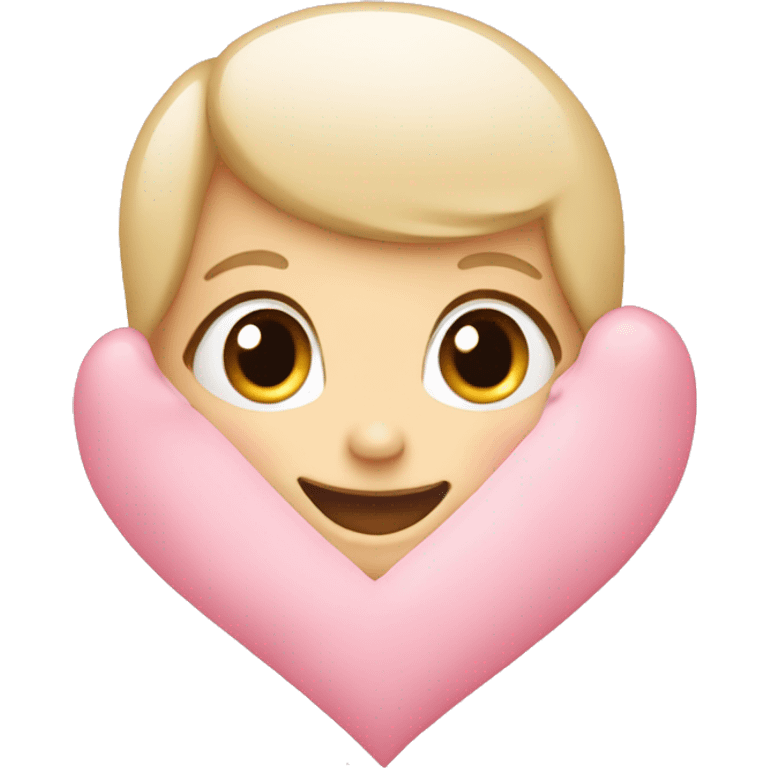 Baby pink heart with face smile emoji