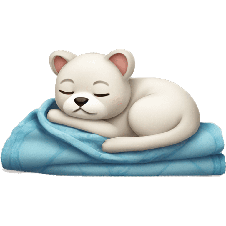 Cute sleeping animal with blanket emoji