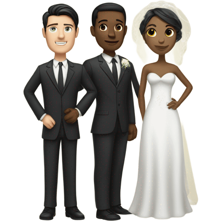 Bride fair skin  and groom fair skin with dark hair on beach emoji