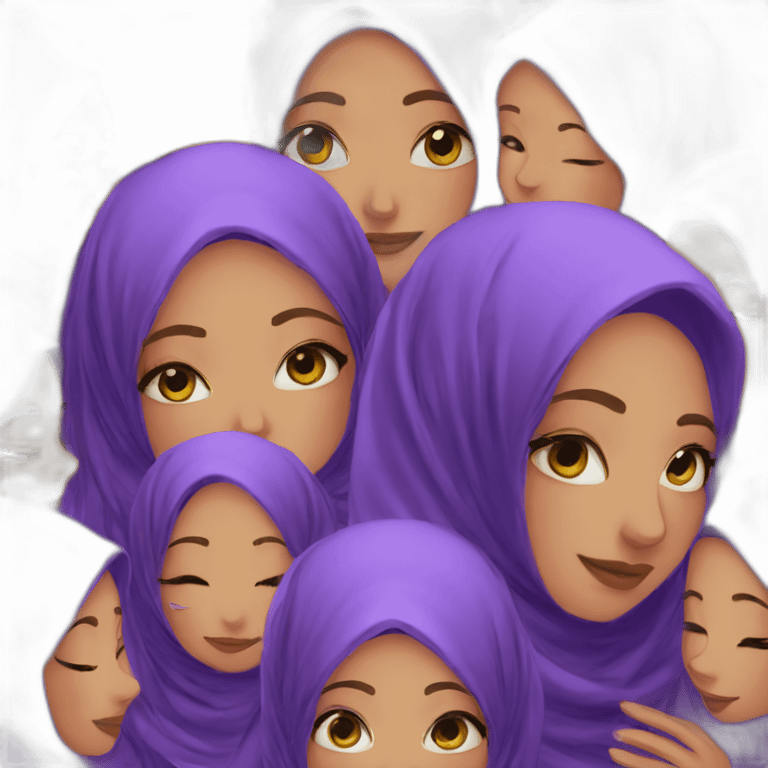 Rainbow hijab kissing purple hijab emoji