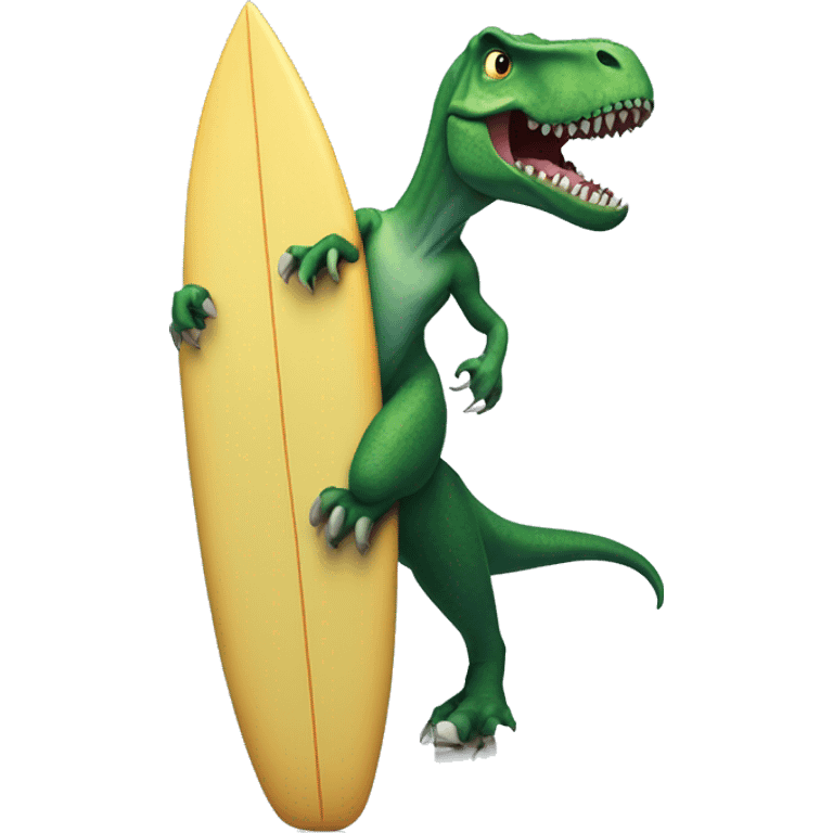 T-rex in a surfboard emoji