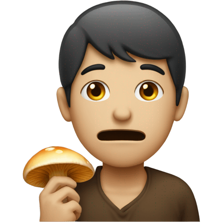 Someone eating a mushroom and crying  emoji