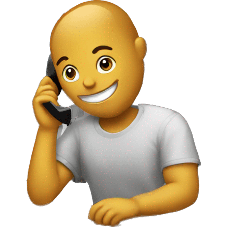 Sitting and talking on the phone in front of a pc emoji