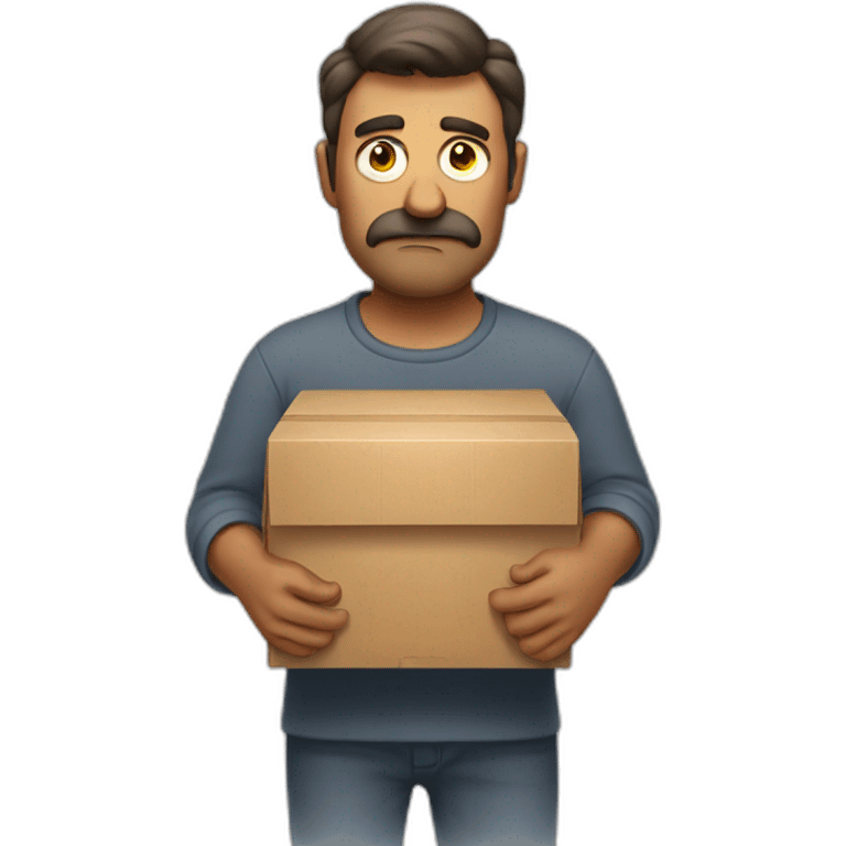 Grumpy man holding a box emoji