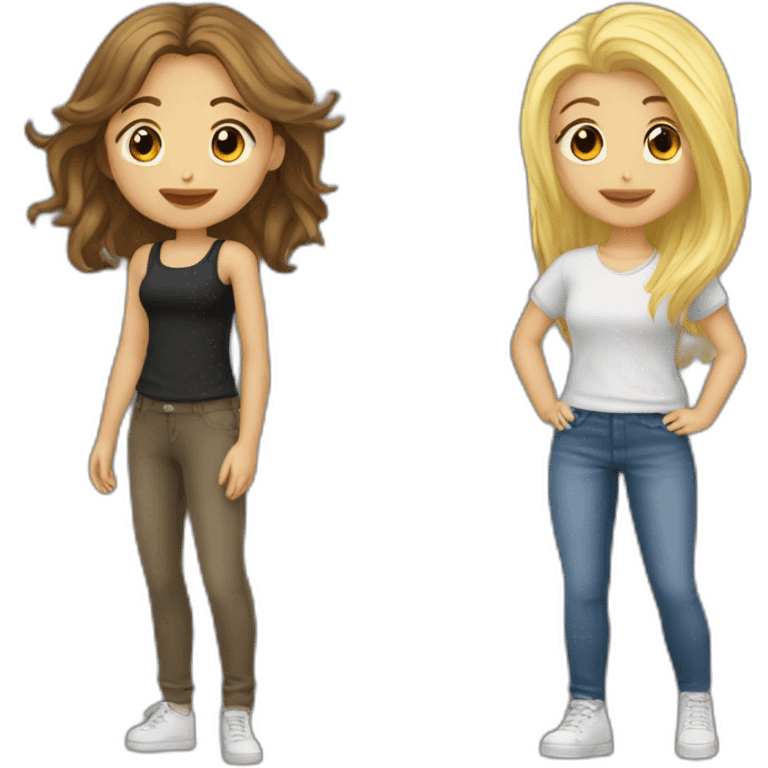 Couple lesbian fille blonde et fille brune emoji