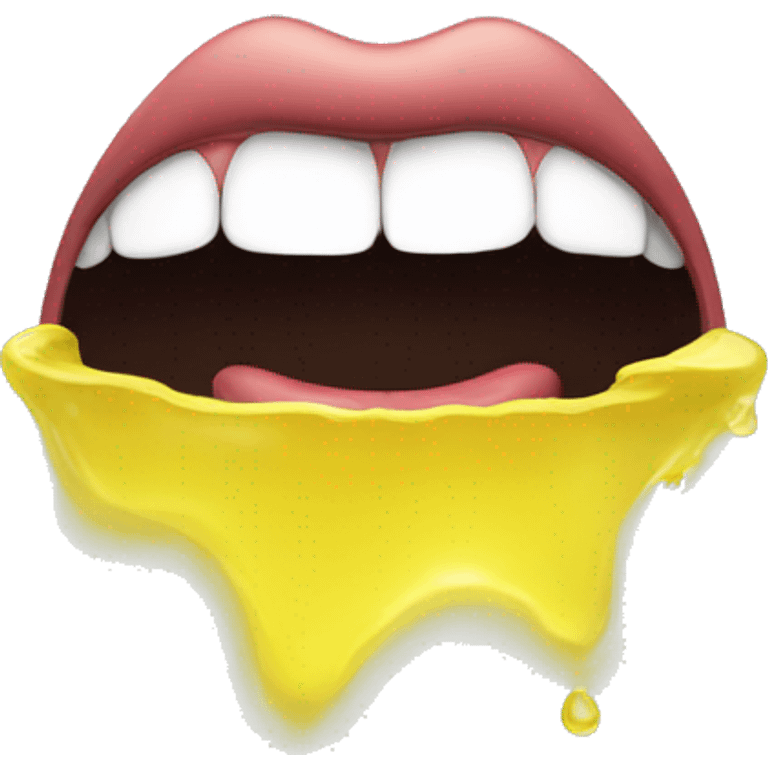 mouth with yellow water emoji