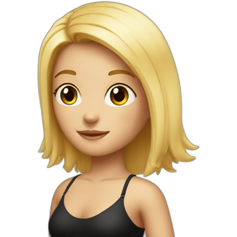 A blond girl with a black short bikini emoji