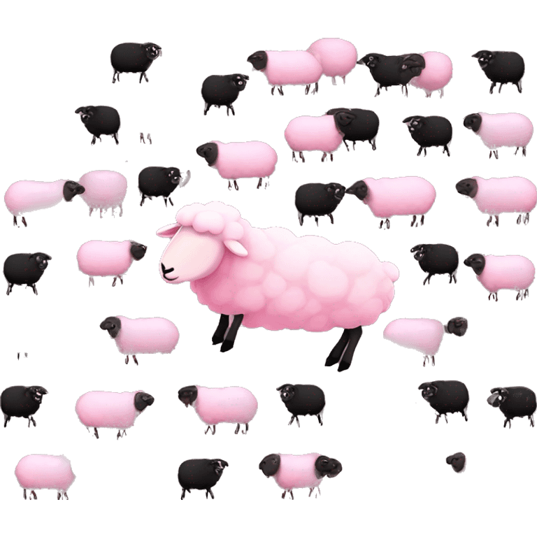 Pink sheep falling in love with black sheep emoji