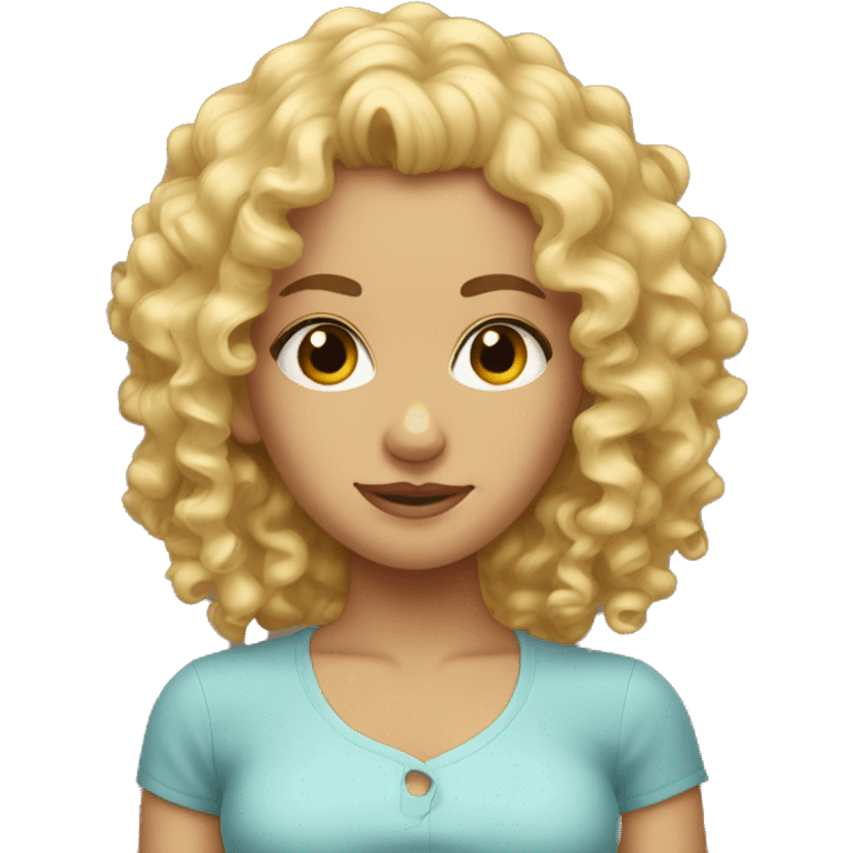 blonde curly girl with very big forehead  emoji