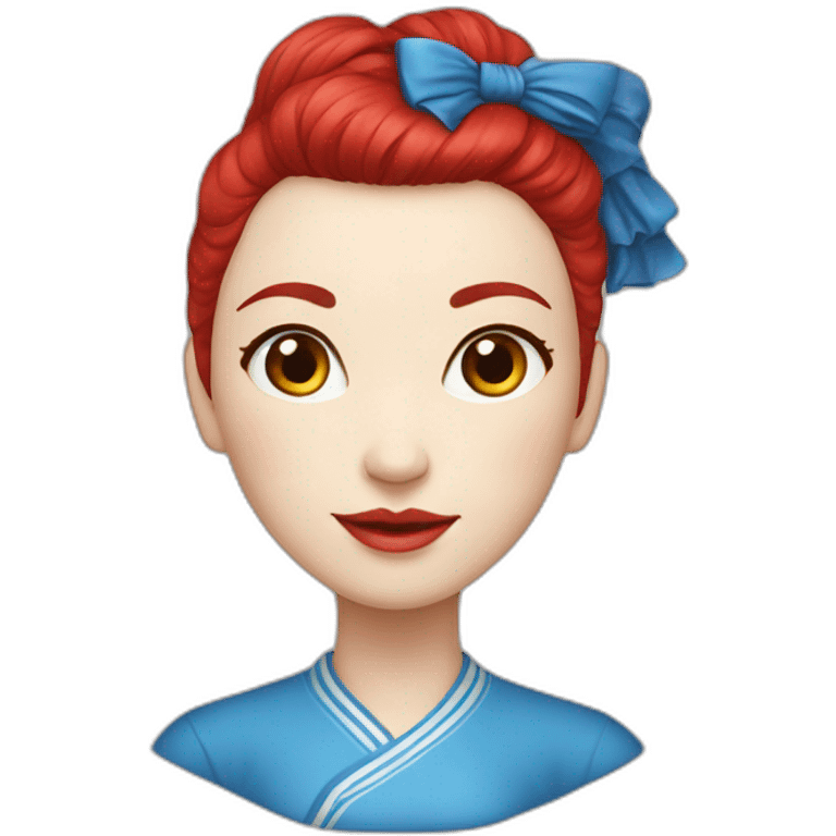 woman Chinese Red and blue hair 50´s emoji