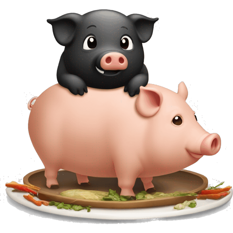 Cochon d’Inde noir et roux qui mange un morceau de poivron  emoji