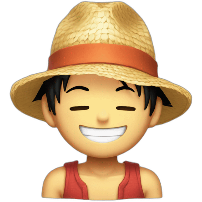 Luffy with his straw hat smiling with closed eyes emoji